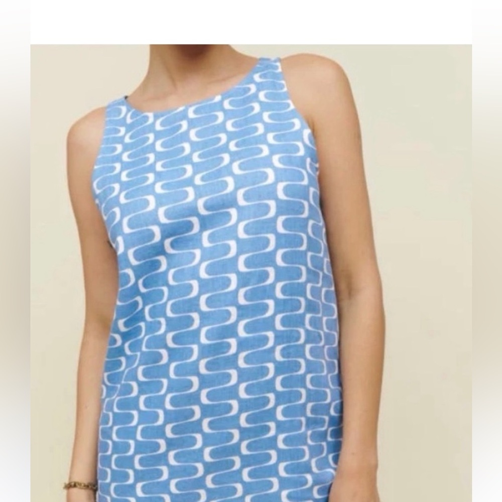Reformation Blue and Cream mini dress